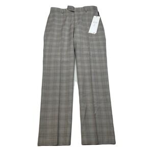Calvin Klein Slim Fit‎ Dress Pants Mens 28x29 Light Tan Plaid Wool Stretch NEW